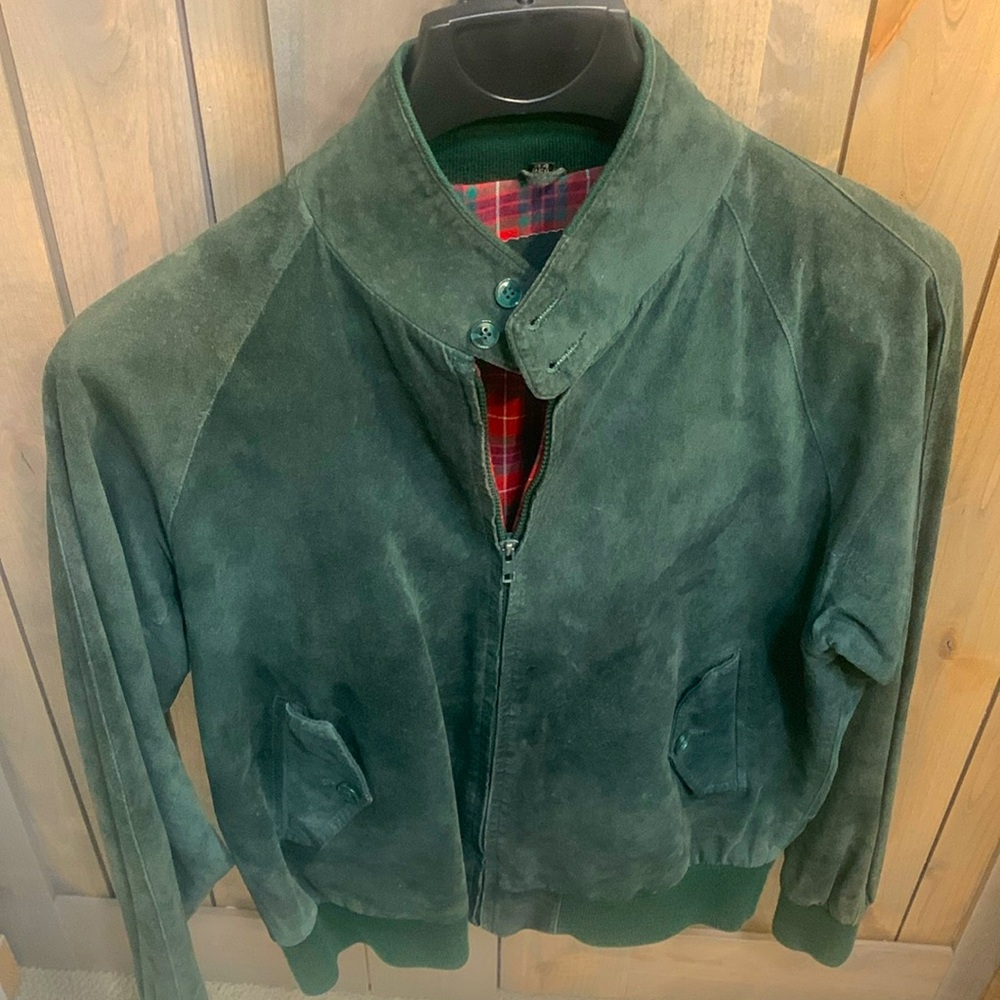 Vintage Green Suede Bomber Jacket